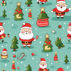 Christmas is here! Varied Pattern Cartoon Illustration. Generative AI illustration.
