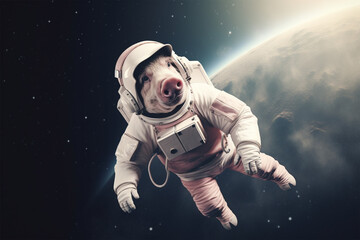 a pig astronaut - obrazy, fototapety, plakaty