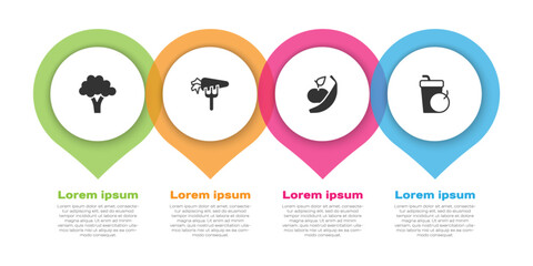 Set Broccoli, Carrot, Apple and banana and Fresh smoothie. Business infographic template. Vector