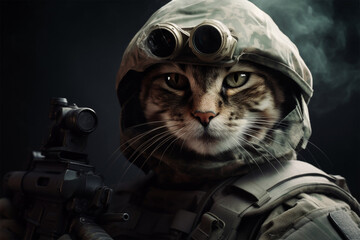 a cat in war uniform