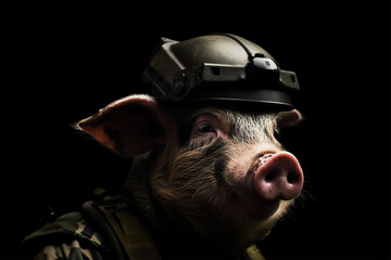 a pig in war uniform