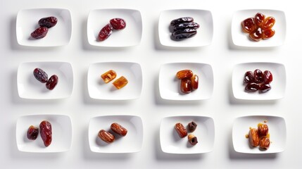 Dates on the plates composed food photography white top view