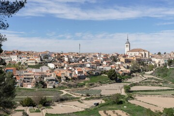 Viewpoint overlooking the town of Colmenar de Oreja and its surroundings in Madrid, Spain