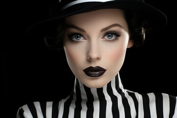 Classic black and white movie stars makeup recreation, Generative AI