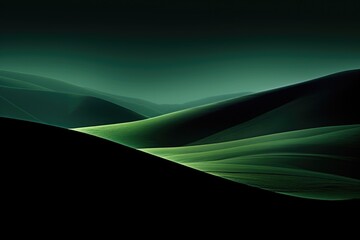 Green and Black Valley Minimalism in a negative artistic space. Visual abstract metaphor. Geometric shapes with gradients.