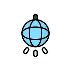 Disco Ball Cartoon Vector Icon Illustration. Birthday Party Icon Concept Isolated Premium Vector. Flat Cartoon Style