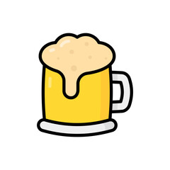 Beer Cartoon Vector Icon Illustration. Food and Drink Icon Concept Isolated Premium Vector. Flat Cartoon Style