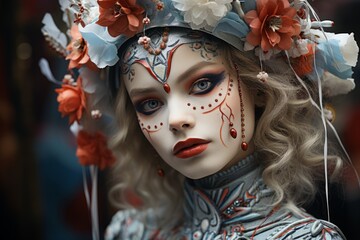 Whimsical fairytale character's makeup, Generative AI 
