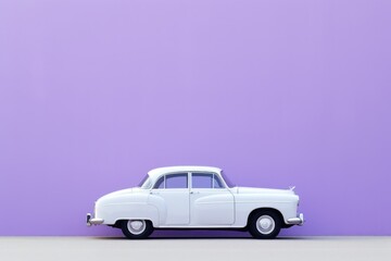 White and Purple Car Minimalism in a negative artistic space. Visual abstract metaphor. Geometric shapes with gradients.