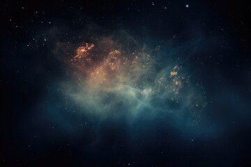 Brown and Blue Galaxy Minimalism in a negative artistic space. Visual abstract metaphor. Geometric shapes with gradients.