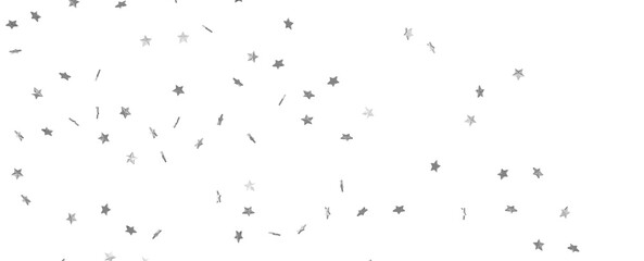 sparkles silver stars on white background with text place- Image