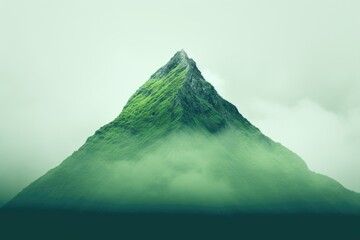 White and Green Mountain Minimalism in a negative artistic space. Visual abstract metaphor. Geometric shapes with gradients.