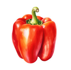 Watercolor illustration, red paprika pepper Generative AI, png