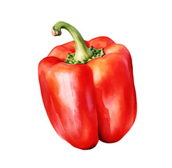 Watercolor illustration, red paprika pepper Generative AI, png