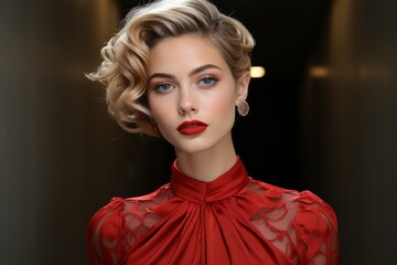 Glamorous red carpet makeup look, Generative AI
