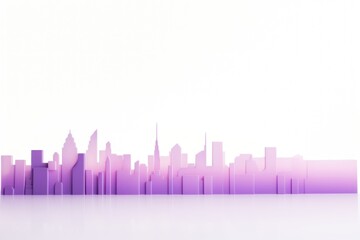 White and Purple Skyline Minimalism in a negative artistic space. Visual abstract metaphor. Geometric shapes with gradients.