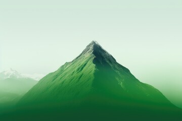 White and Green Mountain Minimalism in a negative artistic space. Visual abstract metaphor. Geometric shapes with gradients.