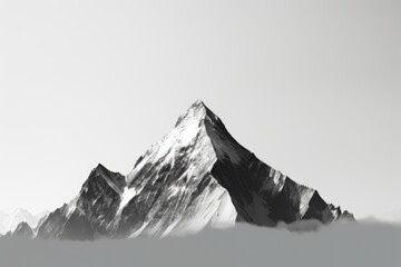 White and Black Mountain Minimalism in a negative artistic space. Visual abstract metaphor. Geometric shapes with gradients.
