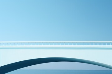 White and Blue Bridge Minimalism in a negative artistic space. Visual abstract metaphor. Geometric shapes with gradients.