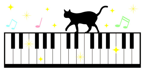 鍵盤の上を歩くネコ