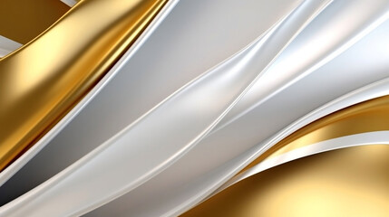 White and gold wavy flow, elegance and fashion concept illustration, modern luxury abstract background. 