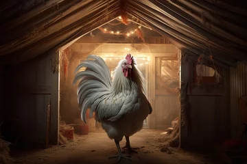 Fotobehang  Hen or chicken in a coop in the countryside © Daniel Jędzura
