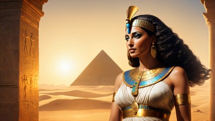 Cleopatra Portrait in ancient Egypt. Closeup illustration in high resolution