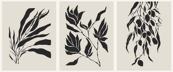 Abstract groovy floral poster Y2K. Modern trendy minimalist style. Hand drawn for wallpaper, wall decor, fabric, postcard, cover, template, banner.