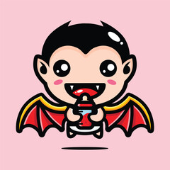 cute baby dracula drinking fresh blood