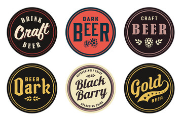 Beer bierdeckel vector set for design of brew beer in a brewery. The collection vintage bierdeckels for craft brewing