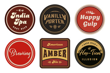 Beer bierdeckel vector set for design of brew beer in a brewery. The collection vintage bierdeckels for craft brewing