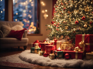 Christmas Lights, Decorated Christmas Tree, Warm Vibe, Decoration,