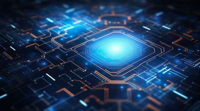 Technik, technologie, Computer, kommunikation, leiter, bahnen, licht, blau , dunkel, generative AI