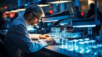 Scientist examining samples in an industrial laboratory - obrazy, fototapety, plakaty