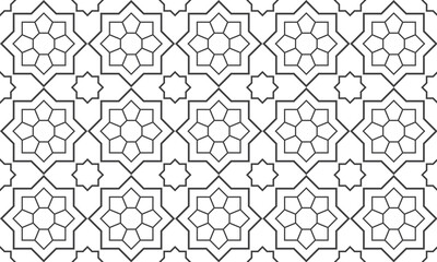 abstract seamless pattern in arabian style. floral arabesque decorative lattice. Islamic vector in white background. Geometric ornaments based on traditional arabic art. Turkish, Moroccan design