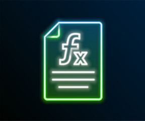 Glowing neon line Function mathematical symbol icon isolated on black background. Colorful outline concept. Vector