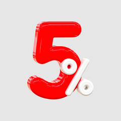 3d sales discount Number 5 percentage price tag for discount sale promotion concept by 3d render