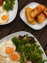 fried egg with salad