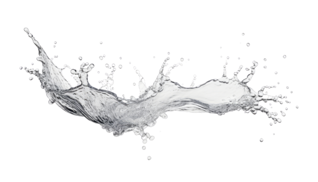 splash of water isolated on transparent background cutout