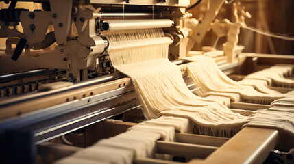Modern machinery transforming raw wool into refined textiles, - obrazy, fototapety, plakaty
