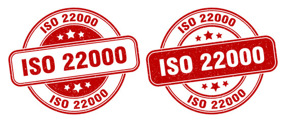 iso 22000 stamp. iso 22000 label. round grunge sign