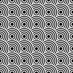 Seamless pattern of black and white circles. Repeating figures. Repeating circles. Black and white vector graphics.