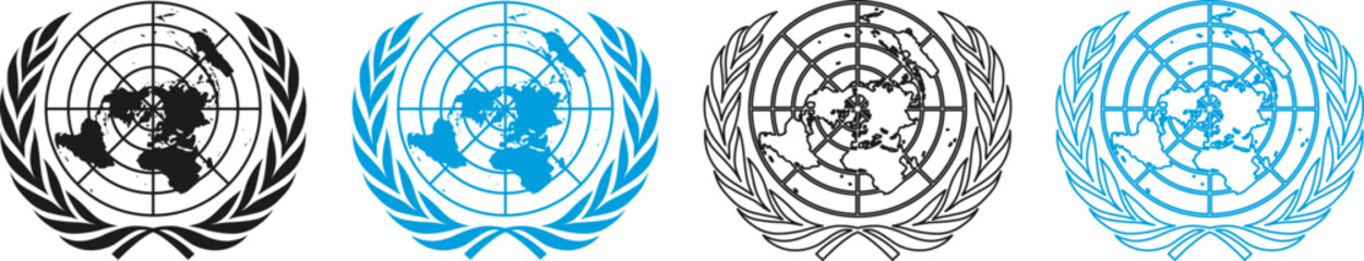 United Nations logo. UN icon. Vector illustration - obrazy, fototapety, plakaty