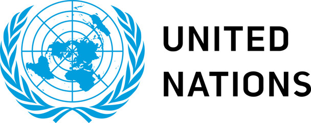 United Nations logo. UN icon. Vector illustration - obrazy, fototapety, plakaty
