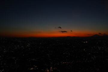 富士山、夜景、横浜、赤、風景、青、夜、夕方、fuji、
