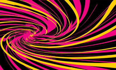 Obraz premium Black-yellow-crimson swirl of dynamic lines of movement on a black background. a background of lines appeared.