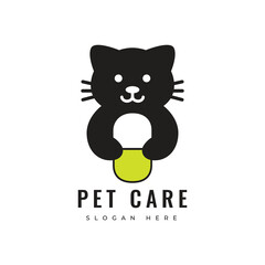 animal cat mammal character pet shop veteranian logo design vector graphic illustration
