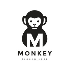 cute monkey animal mammal primate mascot wildlife character logo design vector graphic illustration