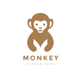 cute monkey animal mammal primate mascot wildlife character logo design vector graphic illustration