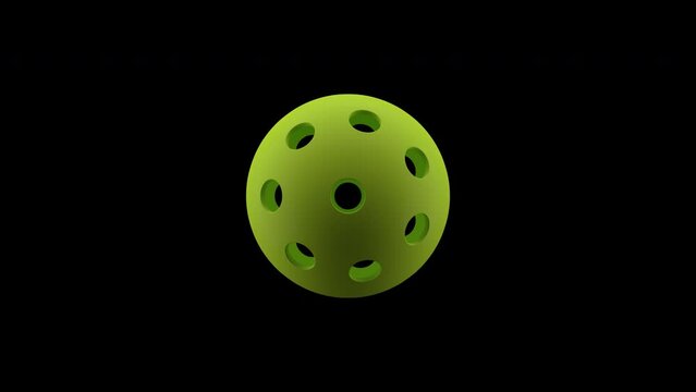 Looping 3d Render Pickleball on a transparent alpha channel for effortless drag and drop.